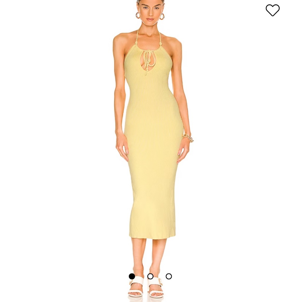 LPA Vahn Knit Midi Dress in Light Baby Yellow